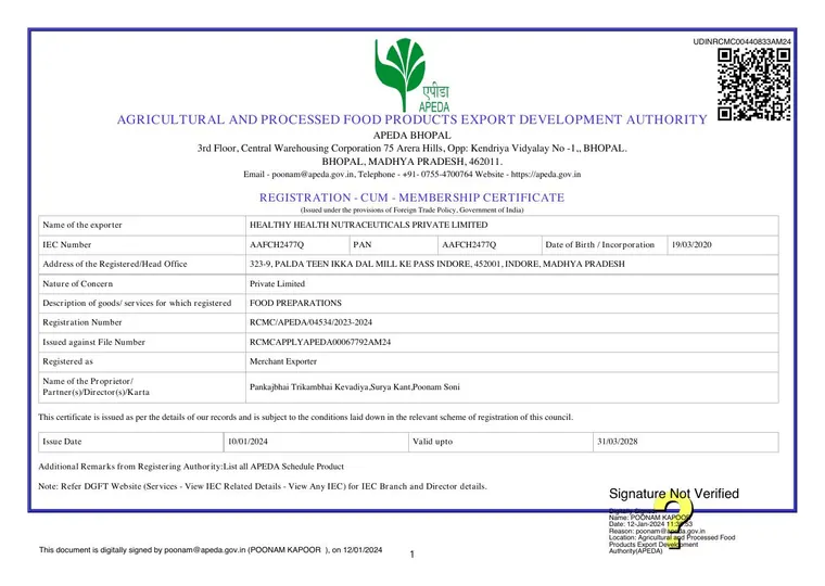 APEDA RCMC document preview