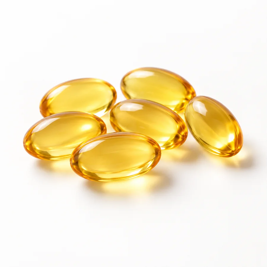 Translucent golden nutraceutical softgels