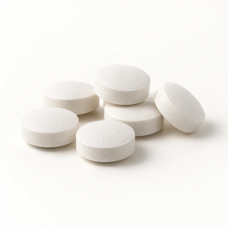 Round white nutraceutical tablets