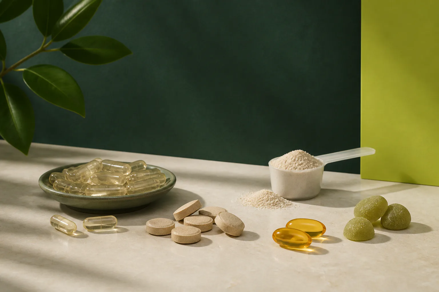 Representative capsules, tablets, softgels, gummies and nutritional powder