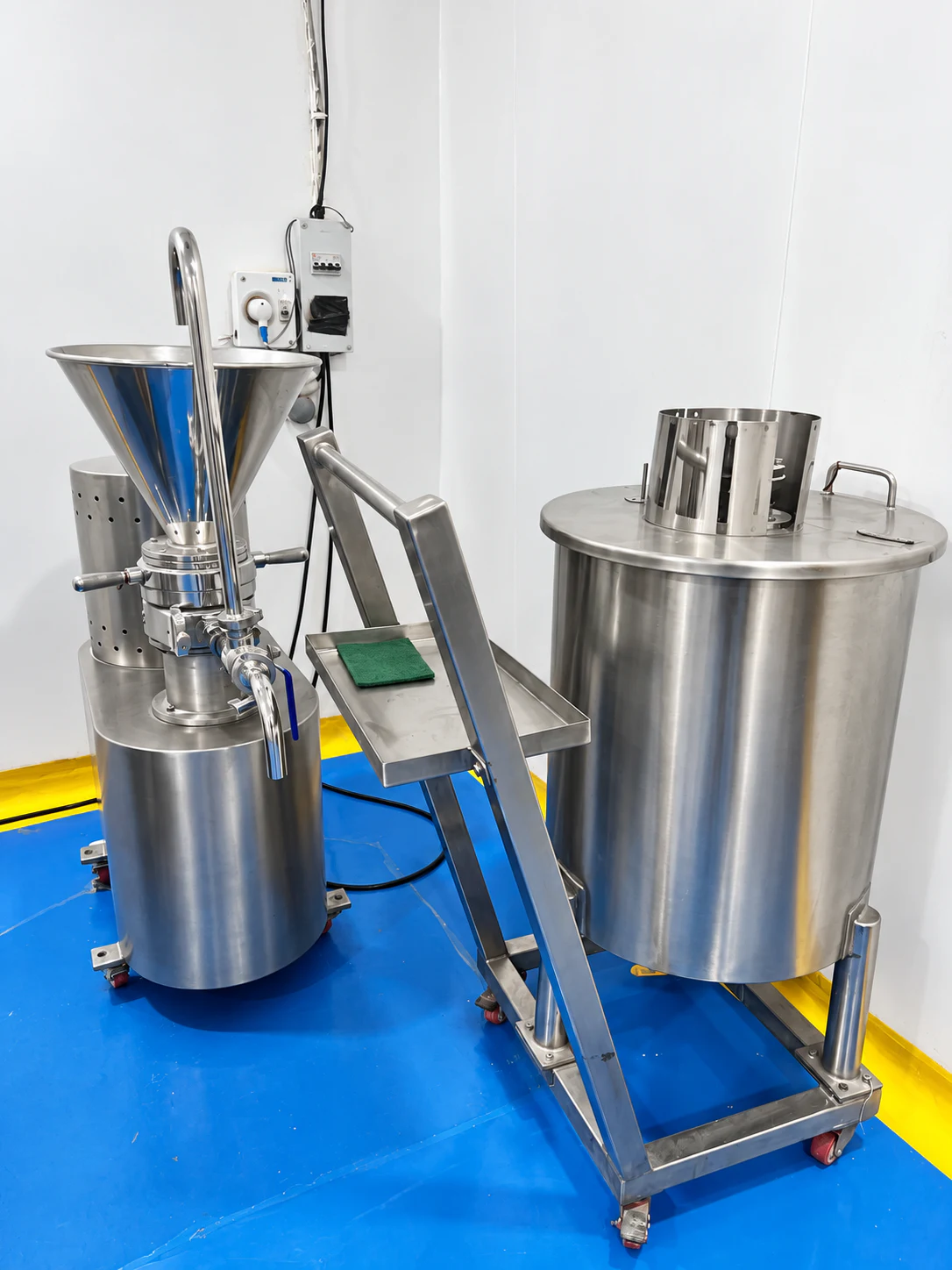 Stainless-steel material preparation vessels inside the Healthy Health facility