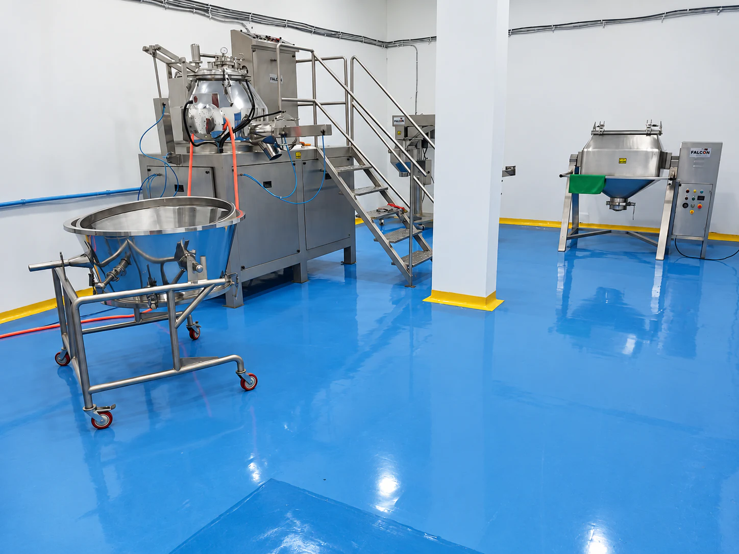 Healthy Health processing floor with stainless-steel manufacturing equipment