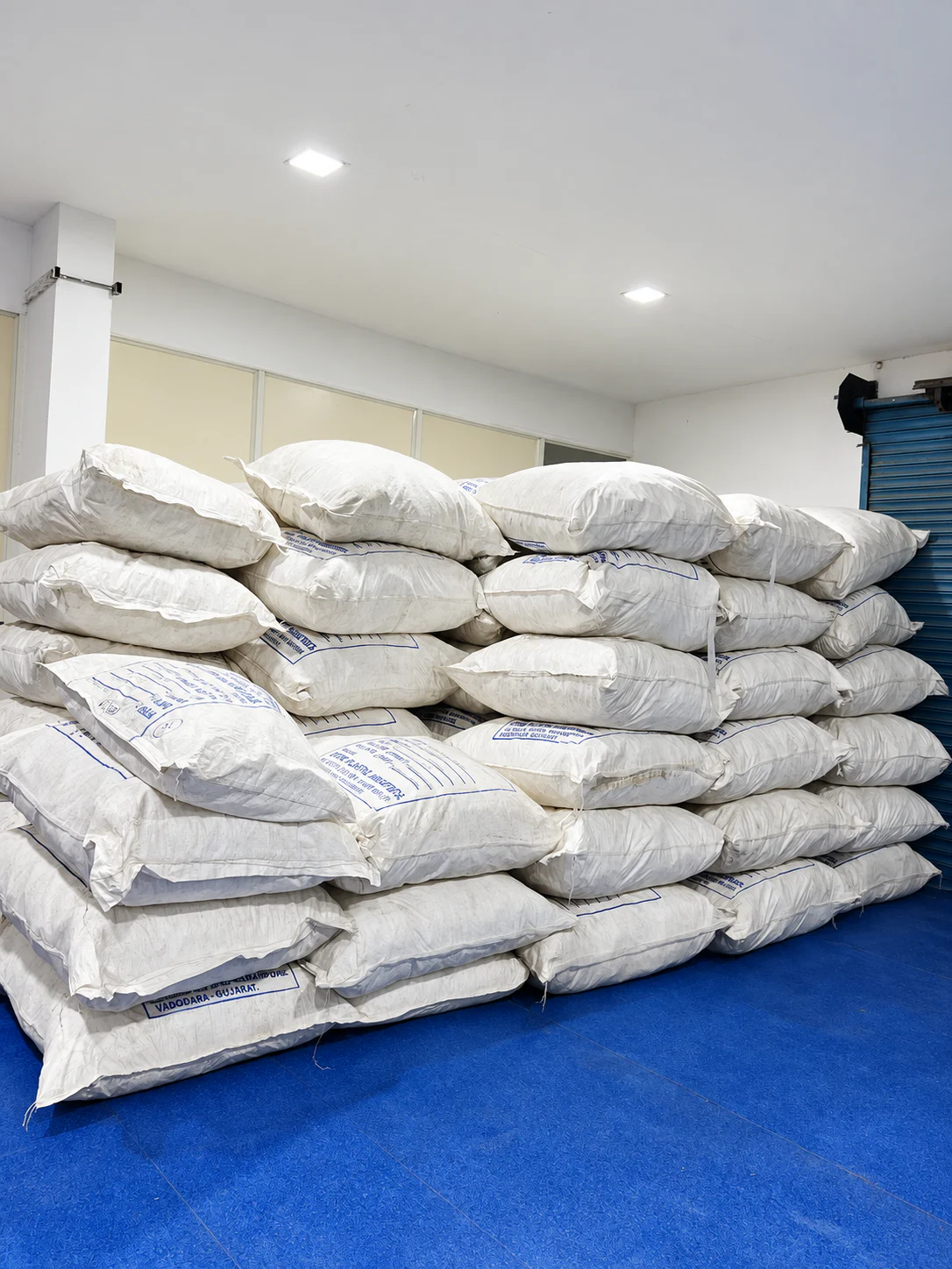 Bagged raw materials arranged in a Healthy Health storage area